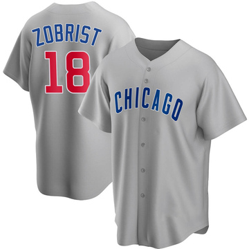 Men's Majestic Chicago Cubs #18 Ben Zobrist Authentic Blue Cooperstown  Throwback MLB Jersey